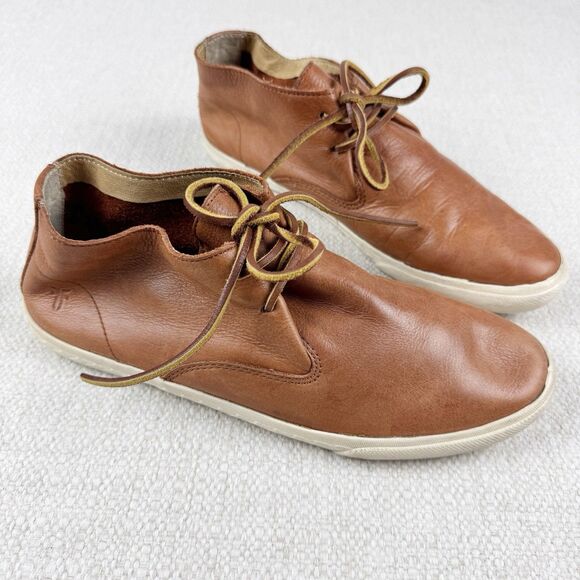 Frye Mindy Chukka Women's Loafers Laced Tan Leather Moccasins Size 9 - Picture 1 of 12